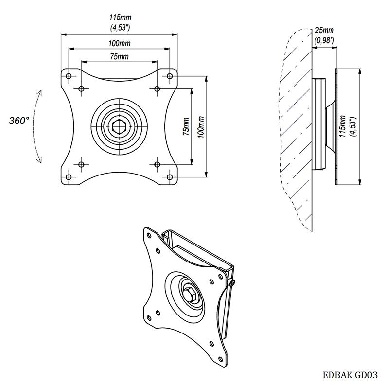 Držiak monitoru Tv Edbak GD03