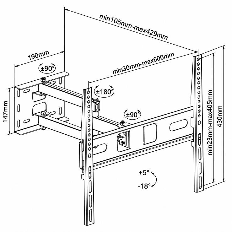 Sklopný a otočný držiak TV Fiber Mounts FM85