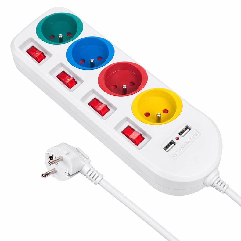 Predlžka 150cm 4 zásuvky 2x USB Fiber Mounts FM229W