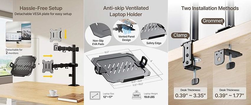 Stolový držiak na notebook a monitor Fiber Mounts SDN20