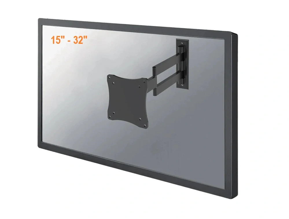 Nástenná konzola pre zavesenie lcd ľad obrazoviek, otáčanie do strán, náklon, zmena vzdialenosti od steny - Fiber Novelty FN101 Nástenný držiak na zavesenie Tv alebo monitora, otočný, sklopný, dĺžkové nastavenie, hliníkový Fiber Novelty FN101