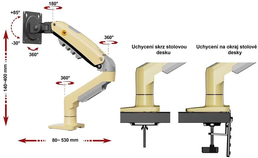 Stolové úchyty dodávané s držiakom monitora NB F80xd