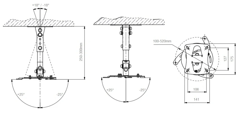 Stropný držiak projektora EDBAK PM3