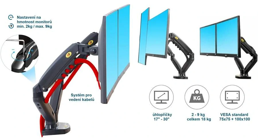Stolný držiak na 2 monitory NB F160