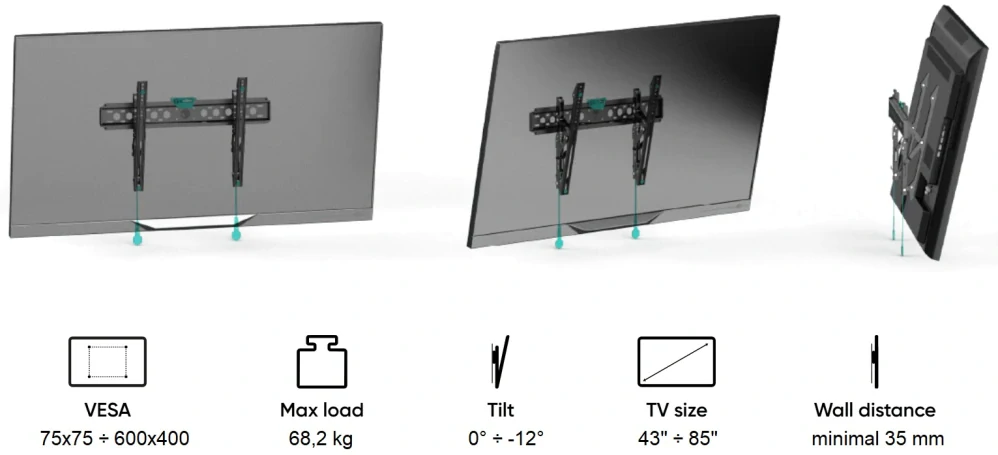 Naklápací nástenný držiak na TV Onkron TM6