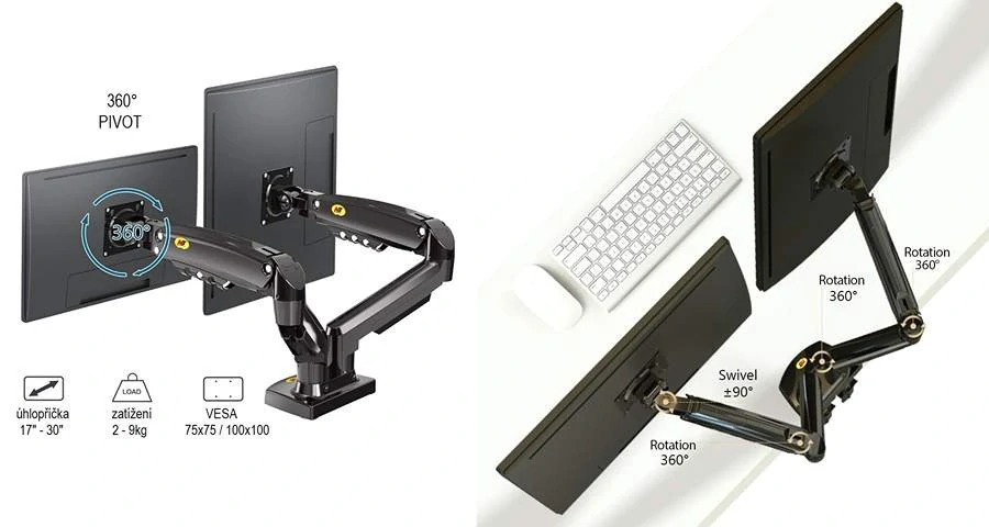 Stolný držiak na 2 monitory NB F160