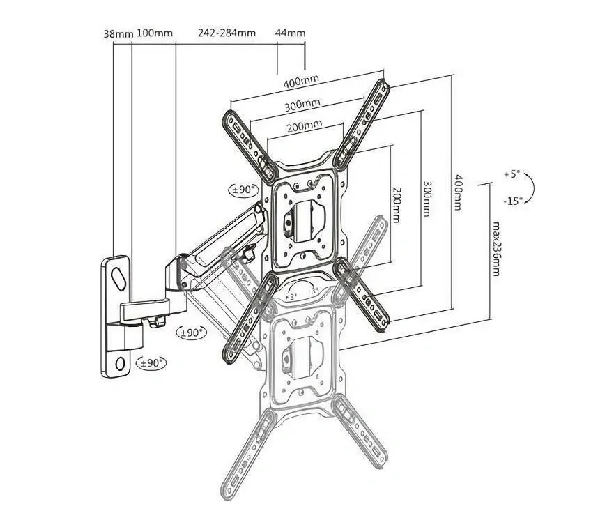 Polohovateľný držiak TV monitora Fiber Mounts Kalibr
