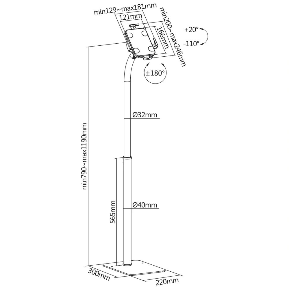 Stojan na iPad tablet Fiber Mounts M4C67-W