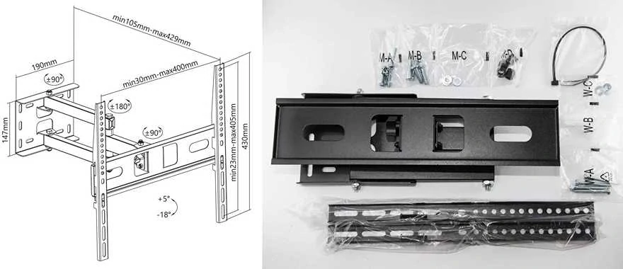 Sklopný a otočný držiak TV Fiber Mounts FM80