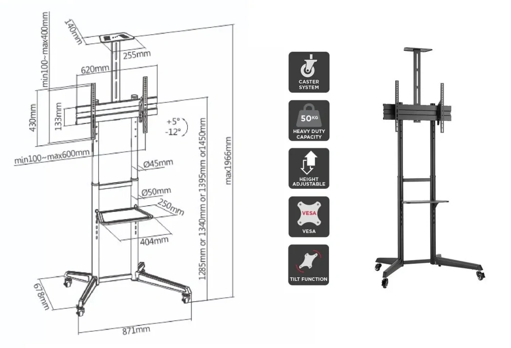 Tv stojan s policami Fiber Mounts Lutar-2