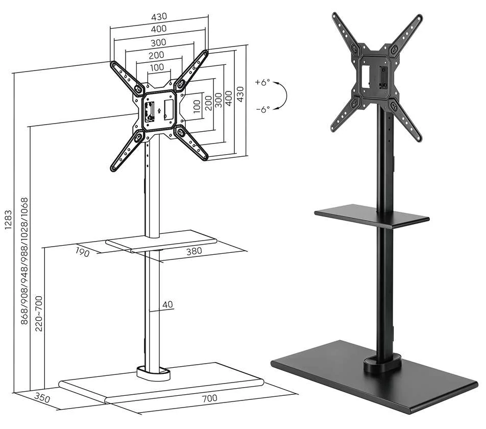 Stojan na televíziu Fiber Mounts FM97-2
