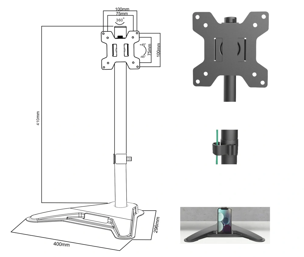 Držiak monitora Tv na stôl Fiber Mounts M9C87