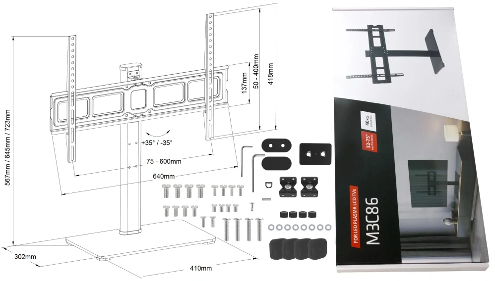Stolný držiak na TV Fiber Mounts M3C86