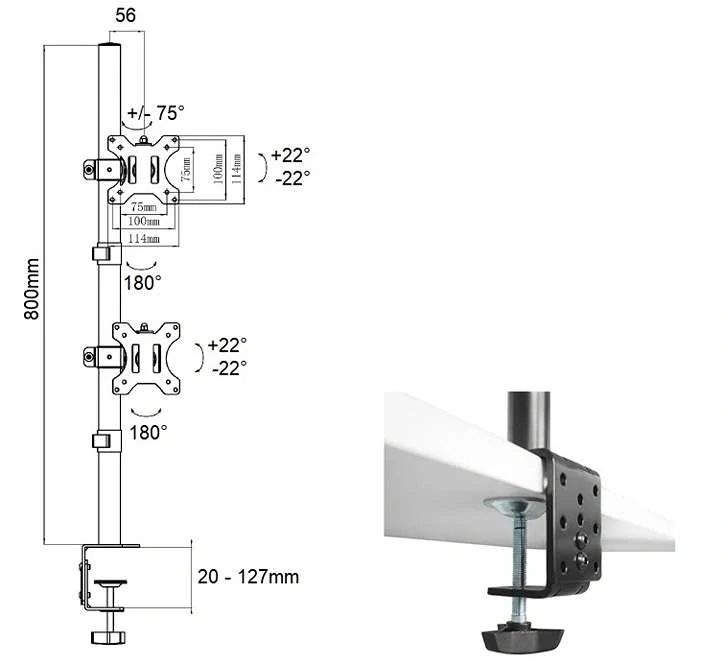 Stolový držiak 2 monitorov Fiber Mounts M9C66