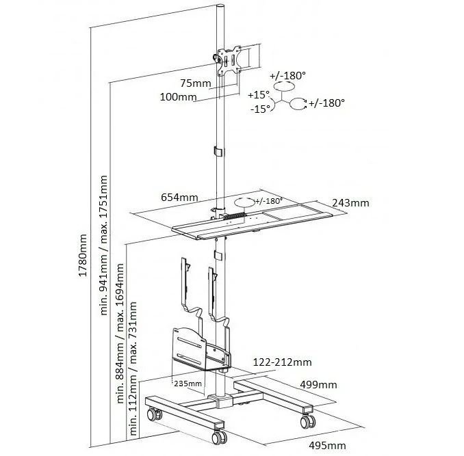 PC stolík Fiber Mounts M7C93W