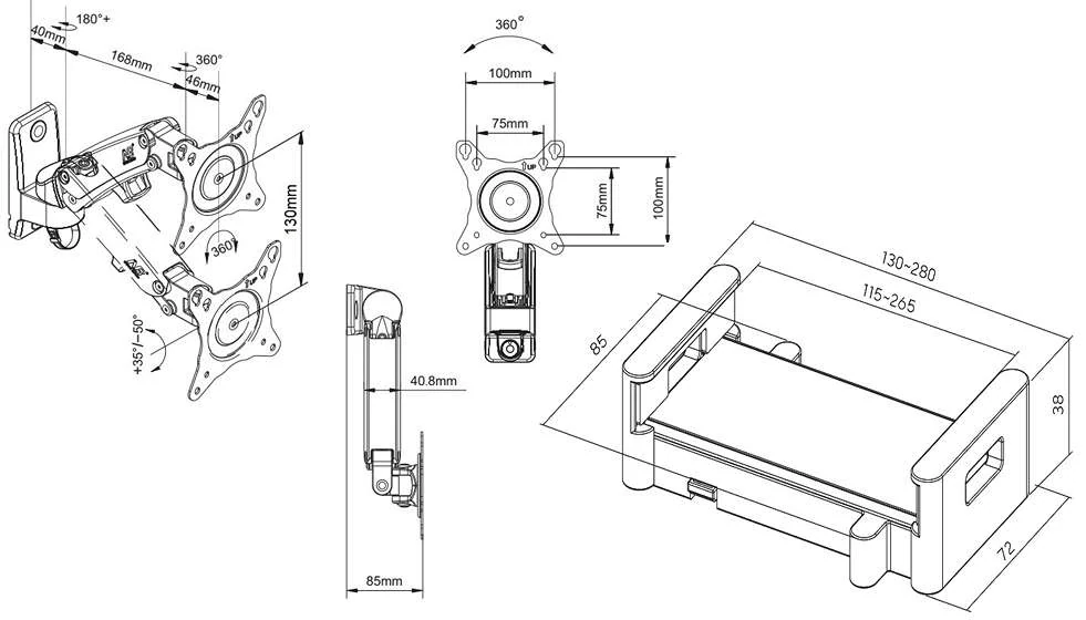 Držiak na tablet iPad na stenu Fiber Mounts 991F120