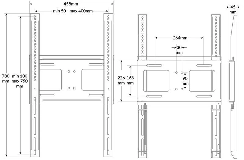 Vertikálny držiak TV monitora EDBAK PWB3