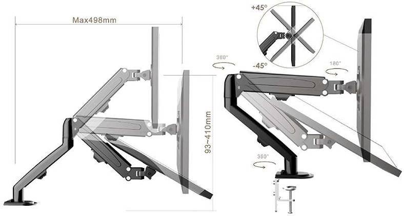 Polohovateľný držiak na monitor Fiber Mounts M8C6