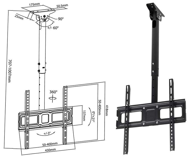 Stropný držiak na Tv Fiber Mounts M9C43