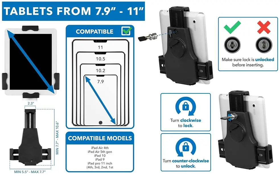 Stojan na tablet uzamykateľný Fiber Mounts TAGATA2