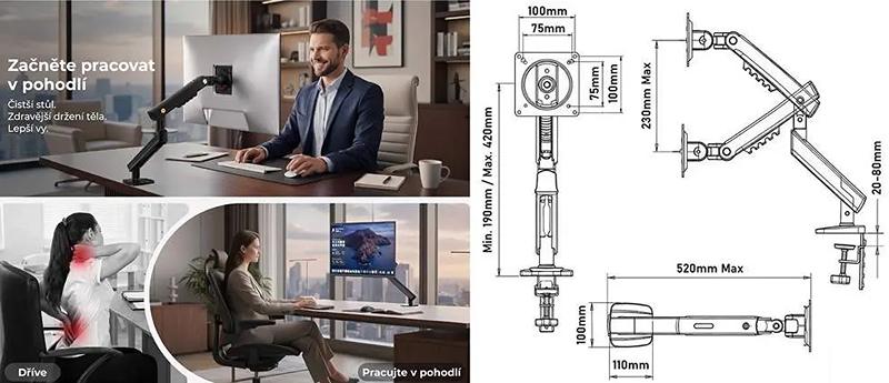 Stolový držiak na monitor polohovací NB A5